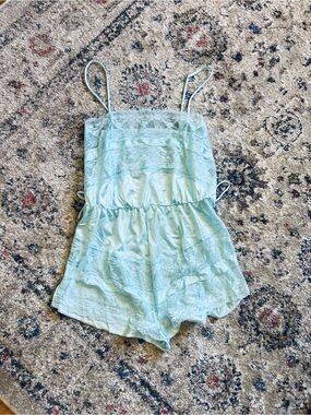 Texsheen Vintage Lingerie Light Blue Lace-Trim Size Large